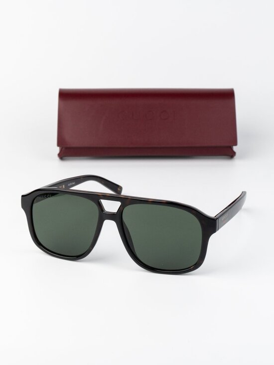 Gucci Women Sunglasses Havana Green Pilot GG1856S 002 NEW AUTHENTIC